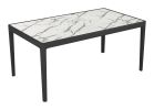 Tokai White Modern Marble-Look Laminate Dining Table with Solid Wood Base