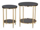 Koper Modern Steel & Marble Coffee Table Set