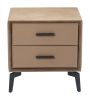 Modern Brown Two-Drawer Polyester Side Table with Steel Frame