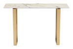 Modern Faux Marble Console Table with Gold Geometric Base