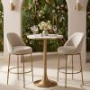 Nordhavn Modern Beige Swivel Barstool with Forged-Look Steel Frame