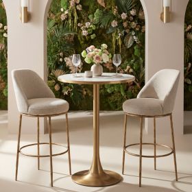 Nordhavn Modern Beige Swivel Barstool with Forged-Look Steel Frame
