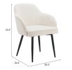 Jolie Ivory Modern Deco Fabric Dining Chair