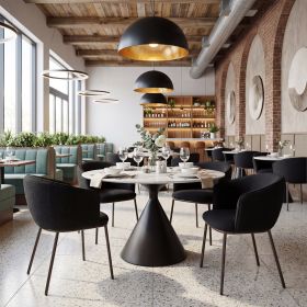 Essen Modern Teddy Fabric Dining Chair - Black & Bronze