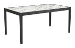 Tokai White Modern Marble-Look Laminate Dining Table with Solid Wood Base