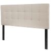 Full Modern Beige Taupe Fabric Upholstered Panel Headboard – Box Stitch
