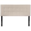 Full Modern Beige Taupe Fabric Upholstered Panel Headboard – Box Stitch