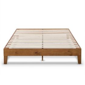 Full Solid Wood Slat Platform Bed Frame – Natural Finish, 500 lb Capacity