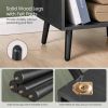 Mid-Century Farmhouse 1-Drawer Nightstand with Open Shelf in Black Wood Finish