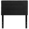 Twin Modern Black Fabric Upholstered Panel Headboard – Box Stitch