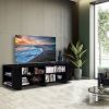 59-Inch Modern Entertainment Center for TVs Up to 60 Inches – Black Wood