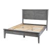 Queen Solid Pine Platform Bed with Louvered Headboard – Grey