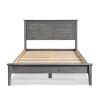Queen Solid Pine Platform Bed with Louvered Headboard – Grey