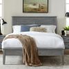 Queen Solid Pine Platform Bed with Louvered Headboard – Grey