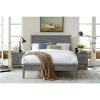 Queen Solid Pine Platform Bed with Louvered Headboard – Grey