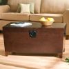 Espresso Lift-Top Storage Trunk Coffee Table with Black Metal Hardware