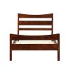 Twin Farmhouse Pine Platform Bed with Headboard & Footboard – Walnut