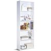 5-Tier Modern Bookcase Storage Shelf – White Wood Finish