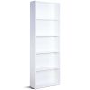 5-Tier Modern Bookcase Storage Shelf – White Wood Finish