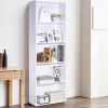 5-Tier Modern Bookcase Storage Shelf – White Wood Finish