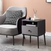 Mid Century Modern End Table Nightstand in Grey Black Wood Finish