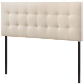 Full Ivory Fabric Upholstered Headboard – Button Tufted