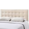 Full Ivory Fabric Upholstered Headboard – Button Tufted