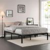 Full Metal Platform Bed Frame with Wooden Slats – 14-Inch