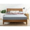 Full Solid Wood Platform Bed Frame with Headboard – Medium Brown Rustic Pine