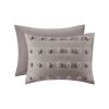 King/Cal King 3-Piece Grey Microfiber Comforter Set with Decorative Pompoms