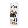 Modern 5-Shelf Bookcase – White Wood Finish with Adjustable Shelves