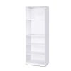 Modern 5-Shelf Bookcase – White Wood Finish with Adjustable Shelves