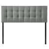 King Gray Fabric Upholstered Headboard – Modern Button Tufted