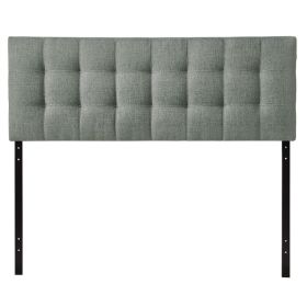 King Gray Fabric Upholstered Headboard – Modern Button Tufted