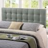 King Gray Fabric Upholstered Headboard – Modern Button Tufted