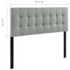 King Gray Fabric Upholstered Headboard – Modern Button Tufted