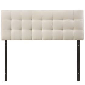King Ivory Fabric Upholstered Headboard – Button Tufted