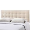 King Ivory Fabric Upholstered Headboard – Button Tufted