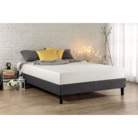 King Gray Upholstered Platform Bed Frame with Mid-Century Legs