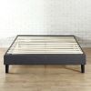 King Gray Upholstered Platform Bed Frame with Mid-Century Legs