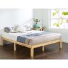 King Solid Wood Platform Bed Frame – Natural Finish, 14-Inch