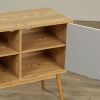 Mid-Century Modern Console Table with Storage Cabinet & Solid Wood Legs