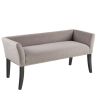 Modern Mid-Century Gray Upholstered Accent Bench with Nailhead Trim
