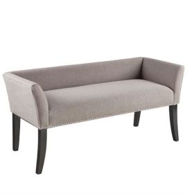 Modern Mid-Century Gray Upholstered Accent Bench with Nailhead Trim