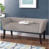 Modern Mid-Century Gray Upholstered Accent Bench with Nailhead Trim
