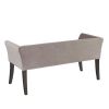 Modern Mid-Century Gray Upholstered Accent Bench with Nailhead Trim