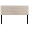Queen Modern Beige Taupe Fabric Upholstered Panel Headboard – Box Stitch