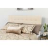 Queen Modern Beige Taupe Fabric Upholstered Panel Headboard – Box Stitch