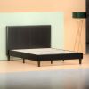 Queen Espresso Faux Leather Platform Bed with Headboard