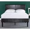 Queen Espresso Faux Leather Platform Bed with Headboard